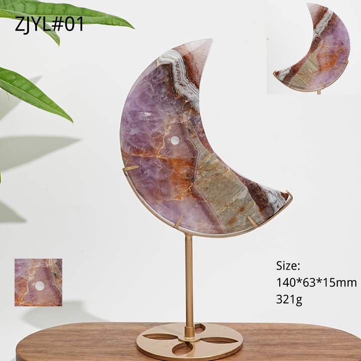 Unique,A Slightly Imperfect Natural Crystal Amethyst Agate Moon