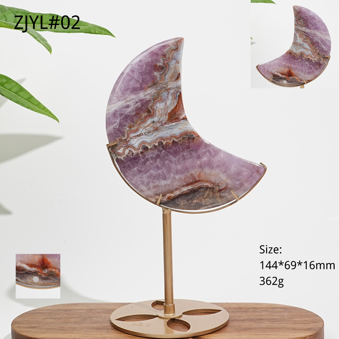 Unique,A Slightly Imperfect Natural Crystal Amethyst Agate Moon