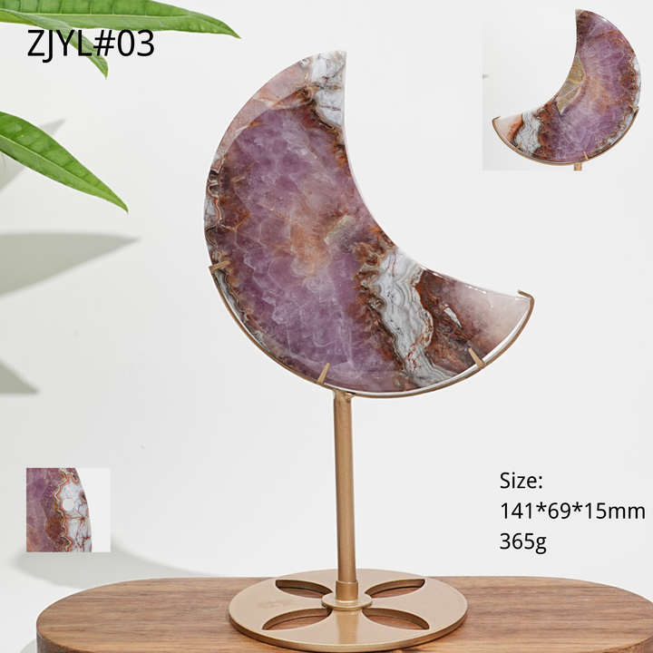Unique,A Slightly Imperfect Natural Crystal Amethyst Agate Moon