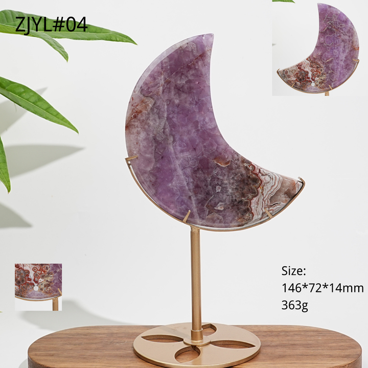 Unique,A Slightly Imperfect Natural Crystal Amethyst Agate Moon