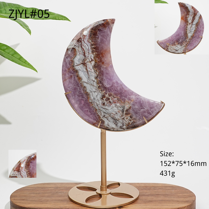 Unique,A Slightly Imperfect Natural Crystal Amethyst Agate Moon