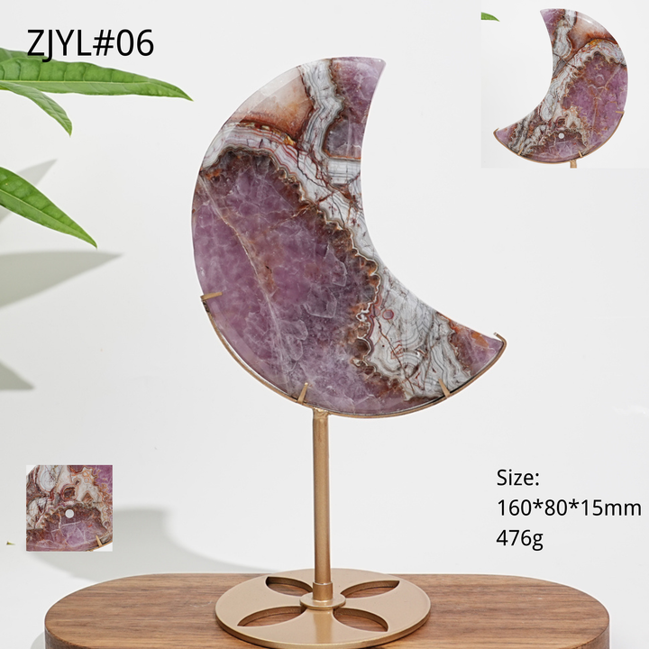 Unique,A Slightly Imperfect Natural Crystal Amethyst Agate Moon