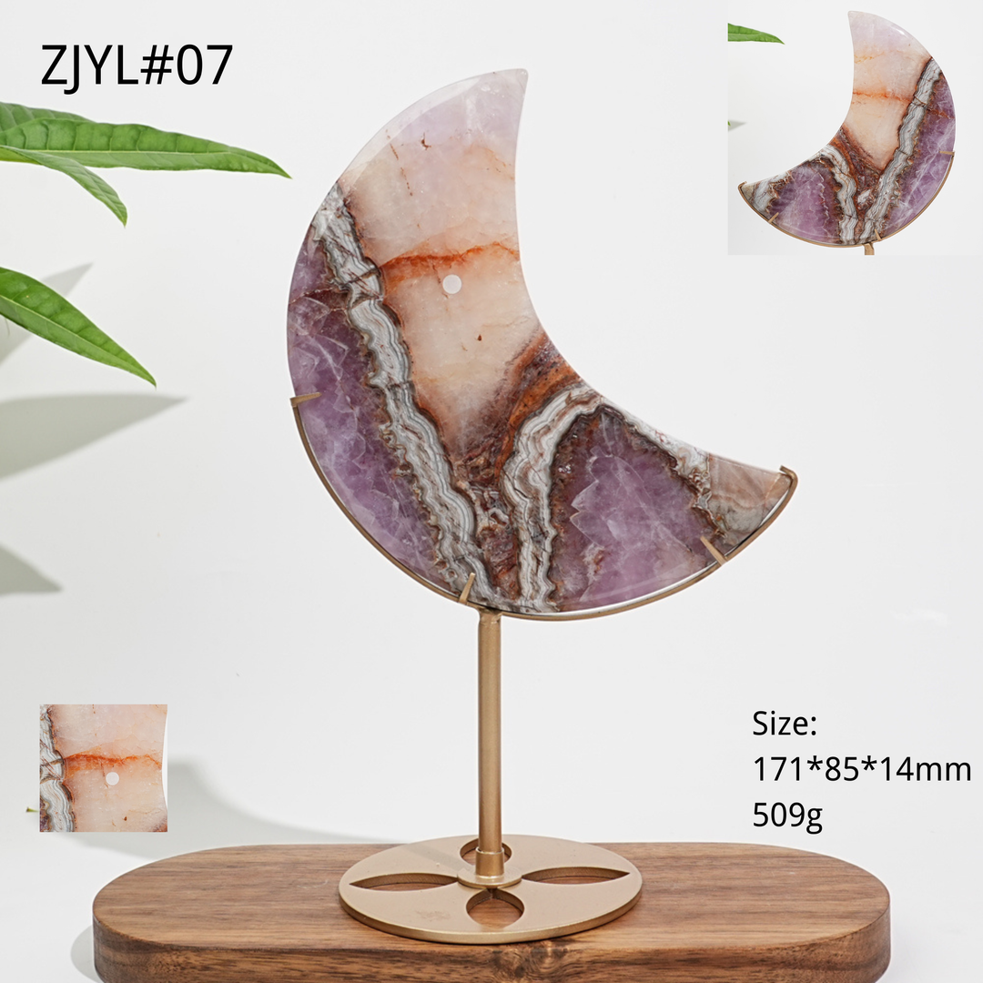 Unique,A Slightly Imperfect Natural Crystal Amethyst Agate Moon