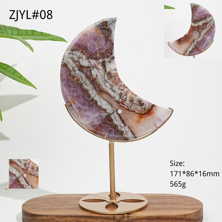Unique,A Slightly Imperfect Natural Crystal Amethyst Agate Moon