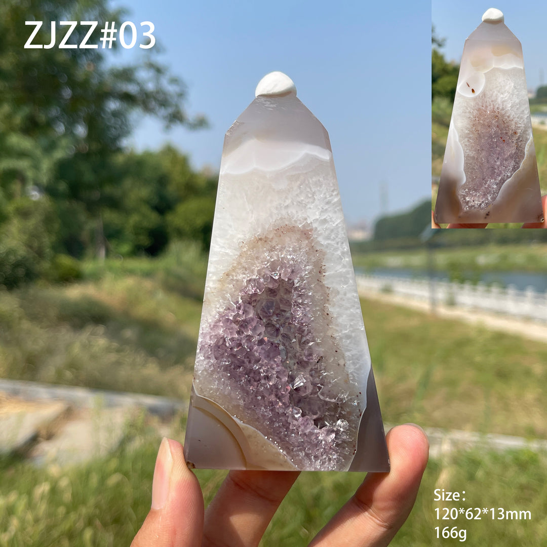 Unique,Natural Crystal Amethyst Agate Geode Point