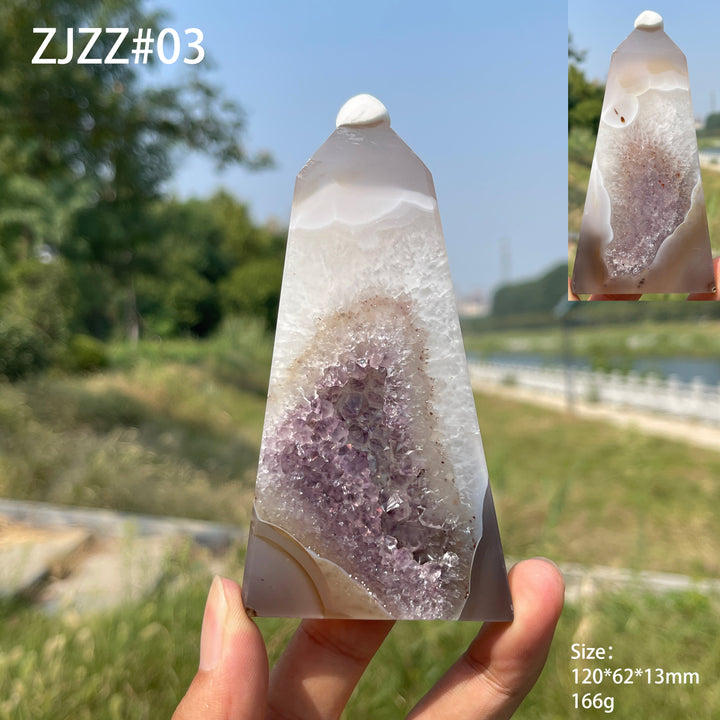 Unique,Natural Crystal Amethyst Agate Geode Point