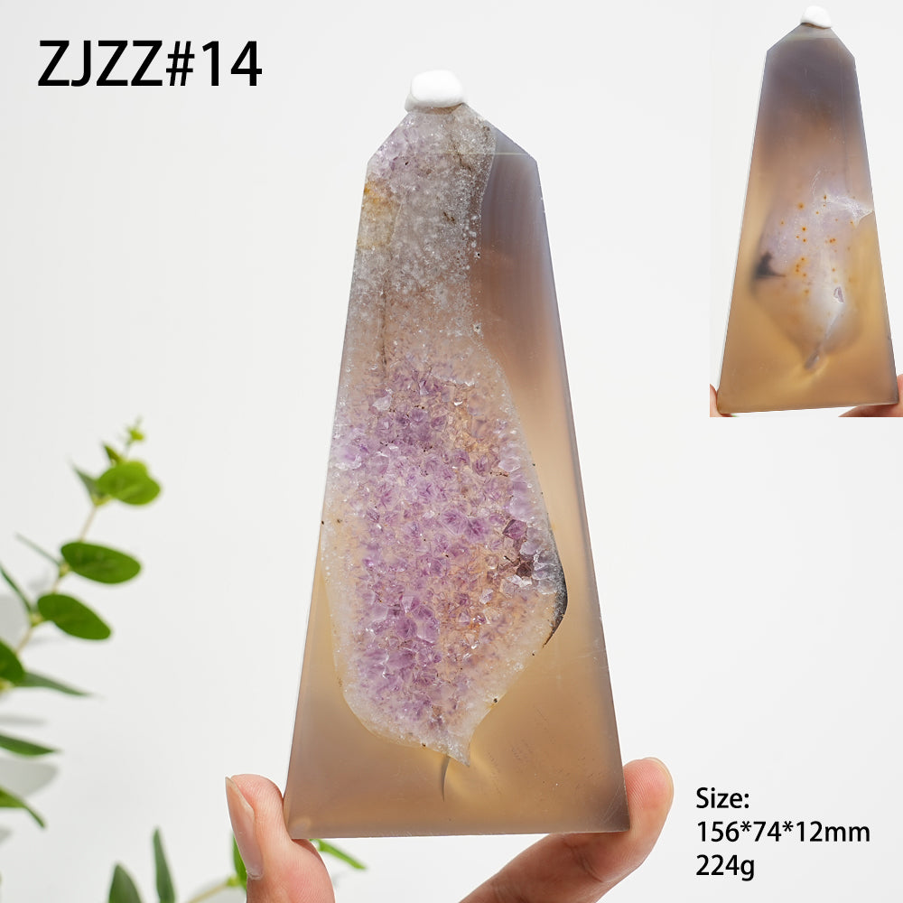 Unique,Natural Crystal Agate Geode Point