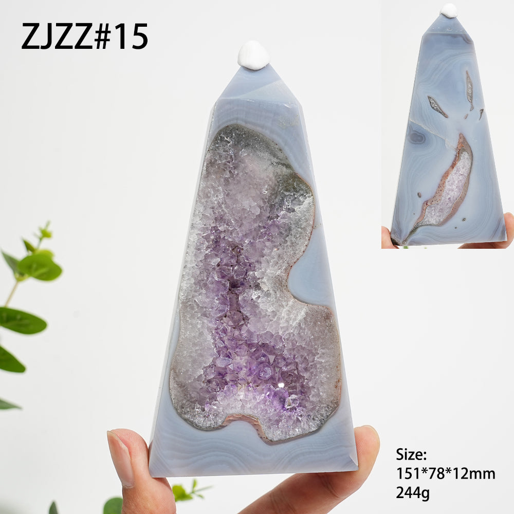 Unique,Natural Crystal Agate Geode Point