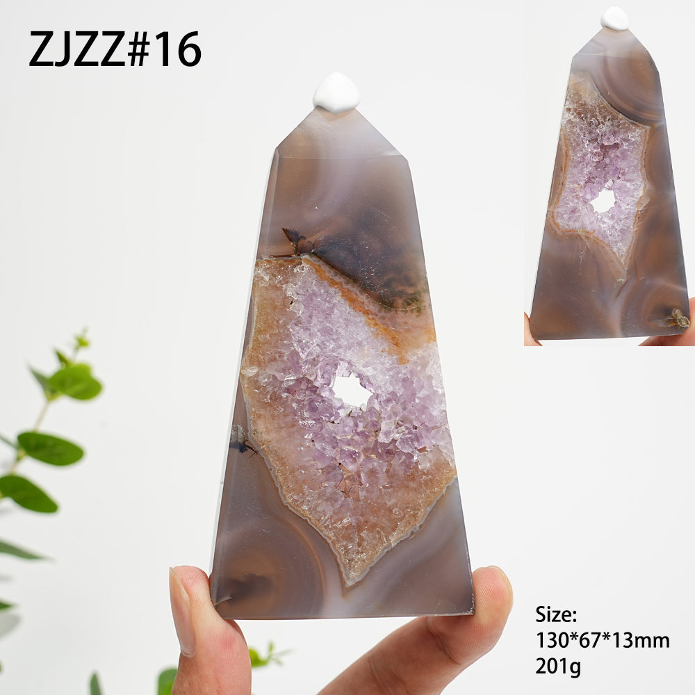 Unique,Natural Crystal Agate Geode Point
