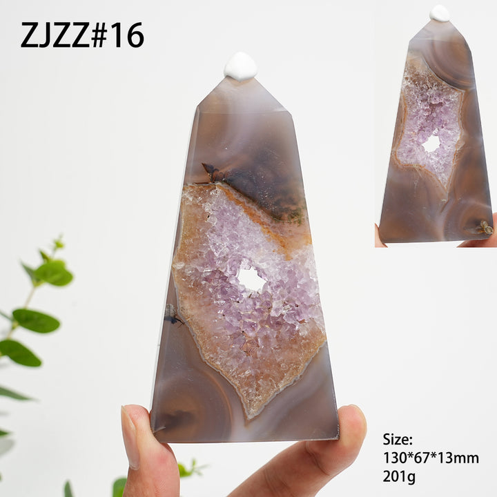 Unique,Natural Crystal Agate Geode Point