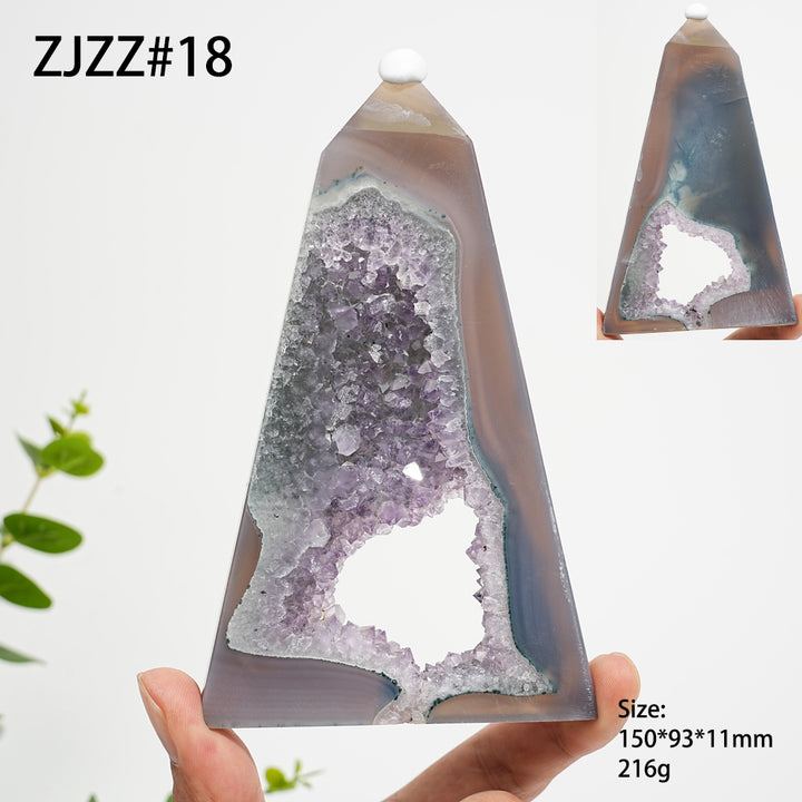 Unique,Natural Crystal Agate Geode Point