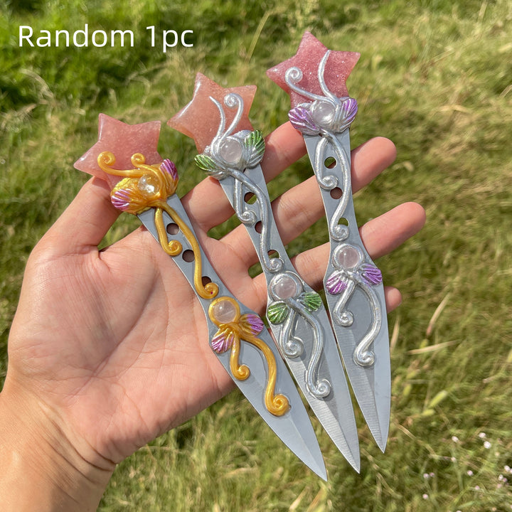 Natural Crystal Star & Moon Magical Dagger