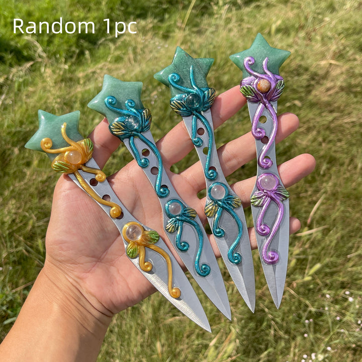 Natural Crystal Star & Moon Magical Dagger