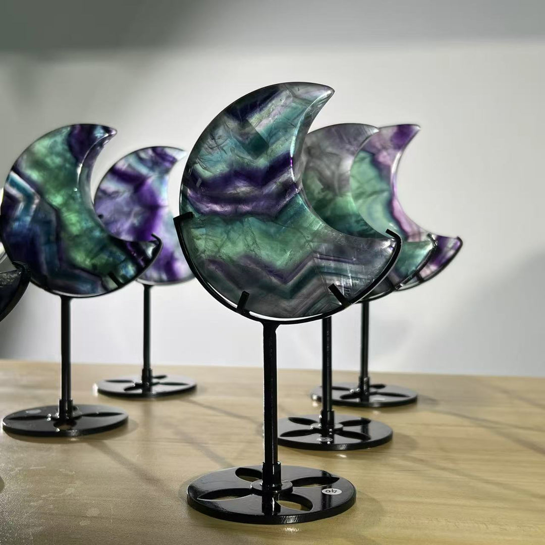 Unique,Rainbow Fluorite Moon