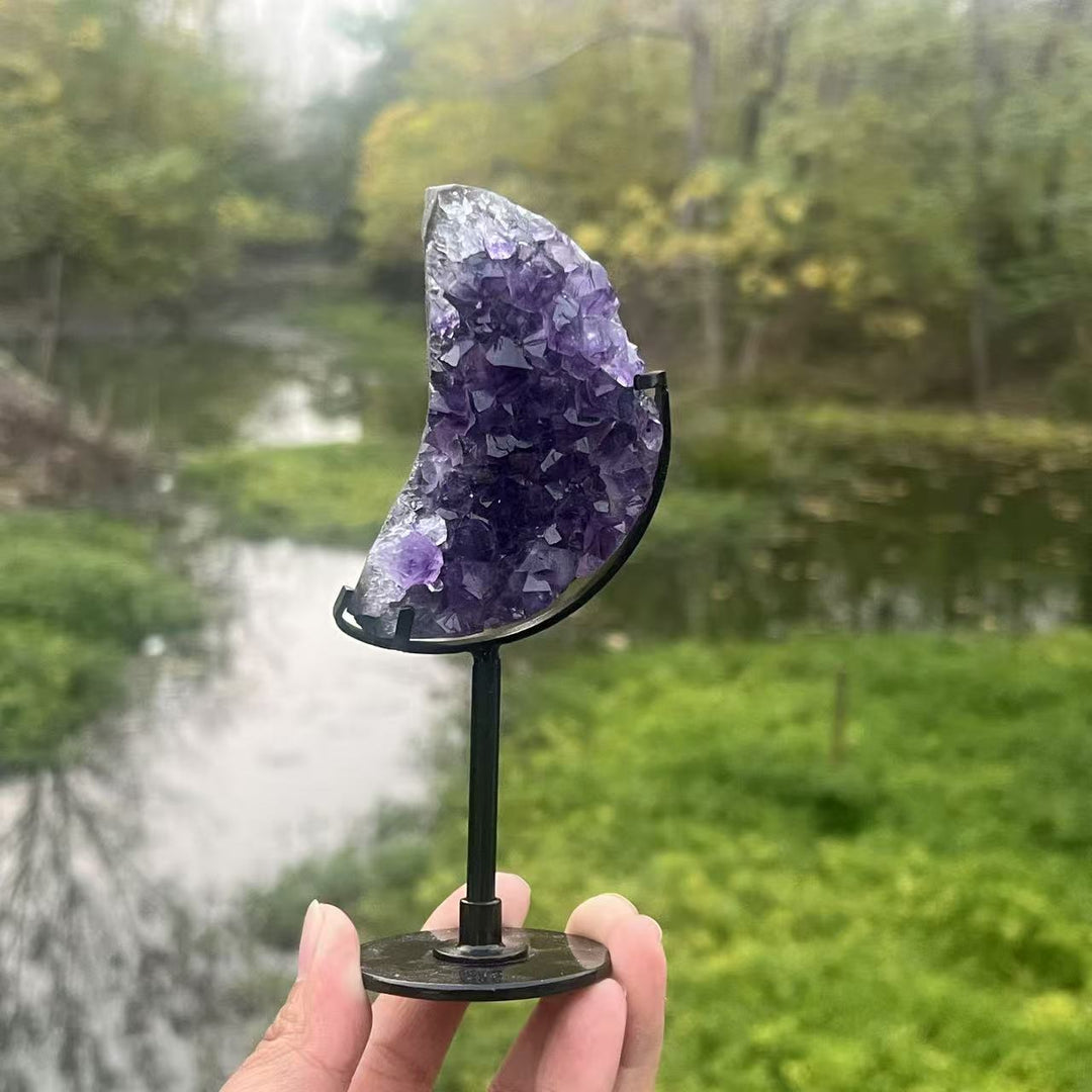 Amethyst Cluster Moon with Stand