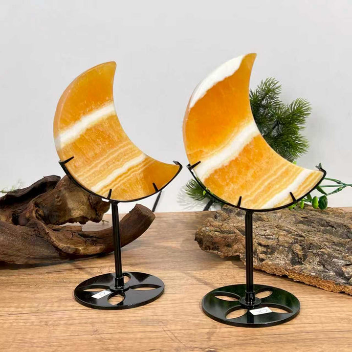 Yellow Calcite Moon With Stand