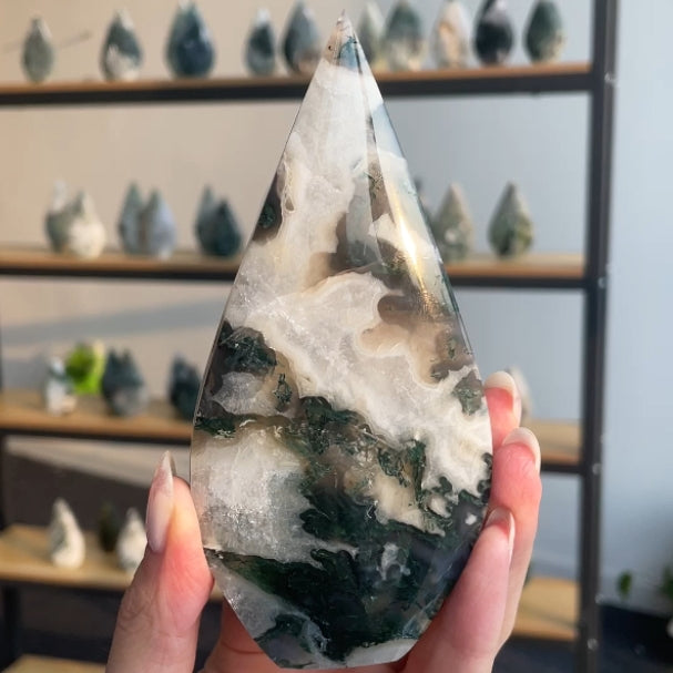 Unique,Moss Agate Teardrop