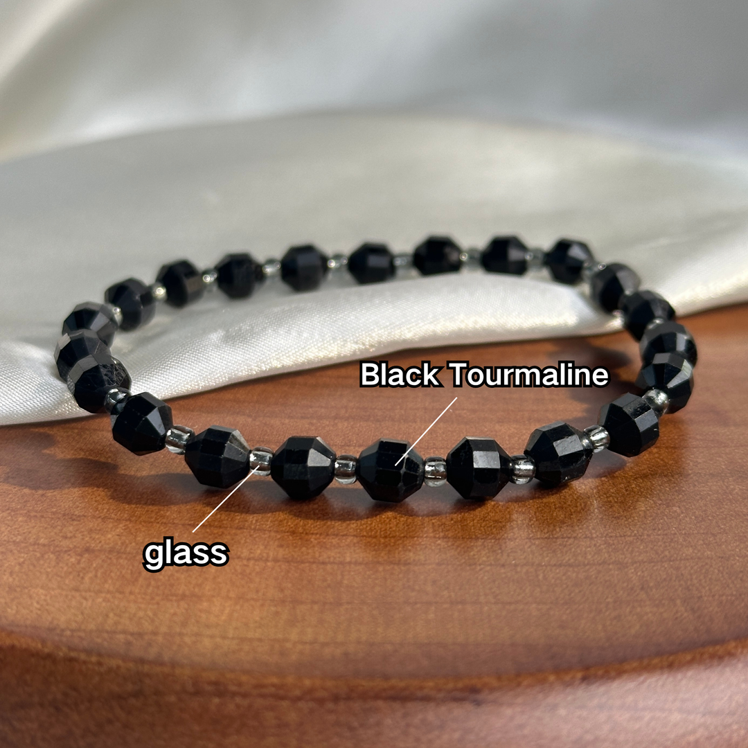 Black Tourmaline Faceted Bracelet 5.6-5.9mm
