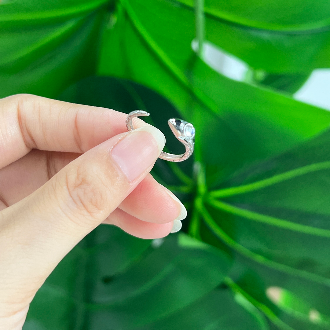 MoonStone Snake Earring&Ring,S925