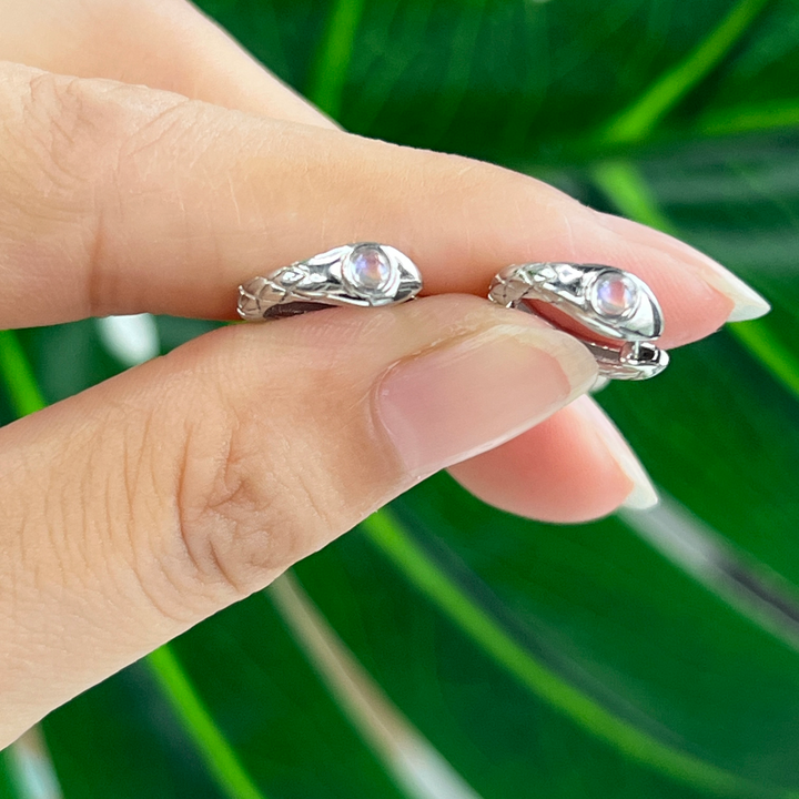 MoonStone Snake Earring&Ring,S925