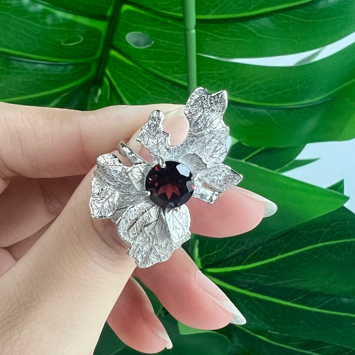 Floral Leaf Ring,S925