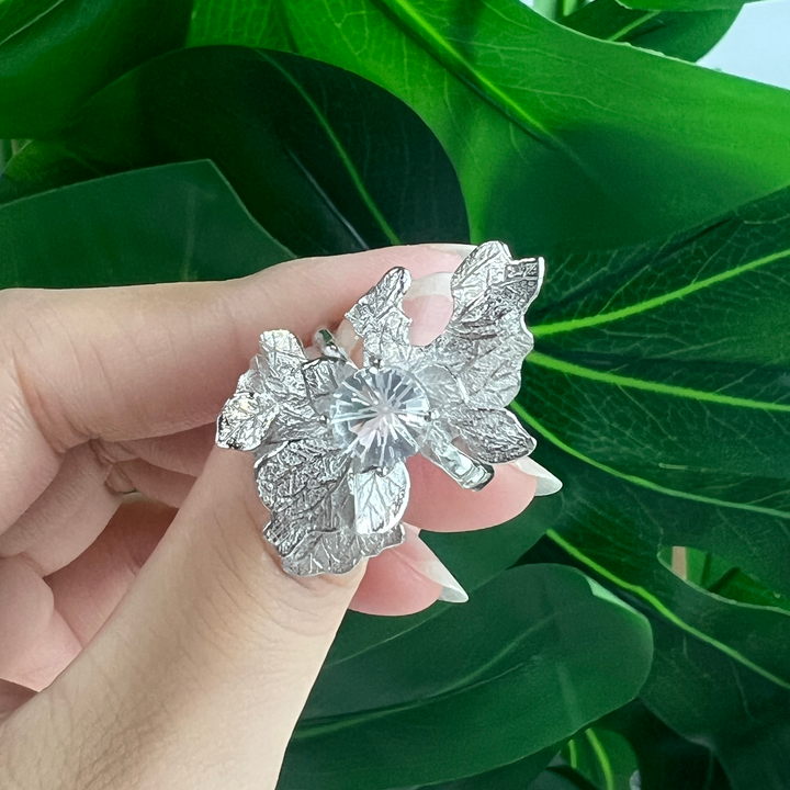 Floral Leaf Ring,S925