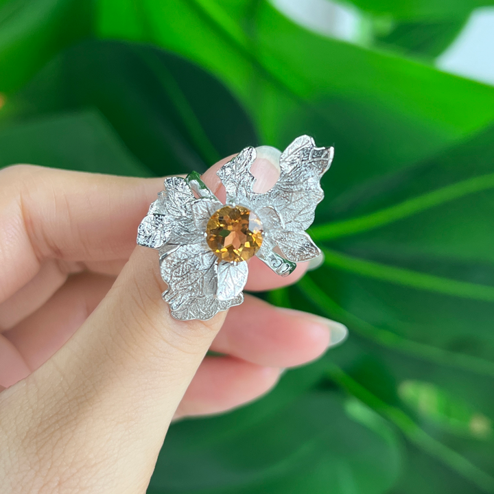Floral Leaf Ring,S925