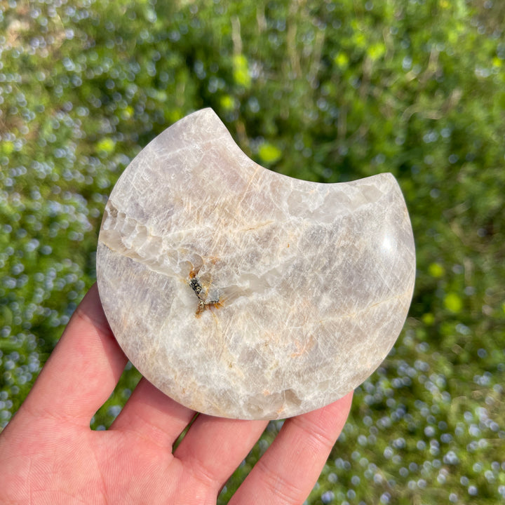 Natural Moonstone Crystal Moon Carving