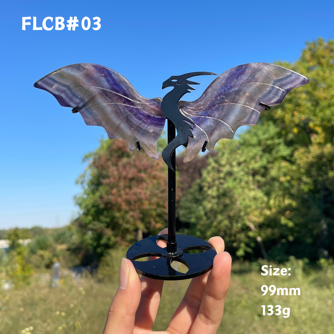 Unique,A Slightly Imperfect Natural Fluorite Dragon Wings With Stand