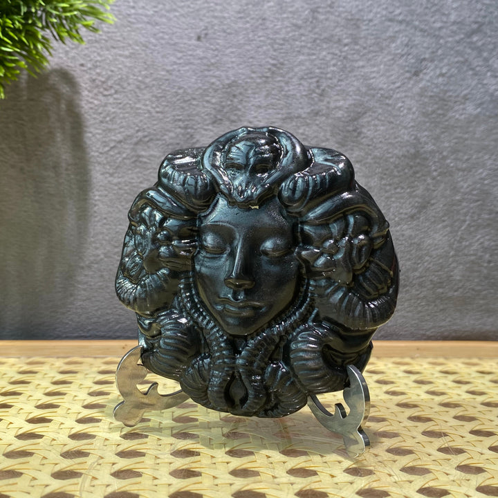 Sonne und Mond aus goldenem/silbernem Obsidian