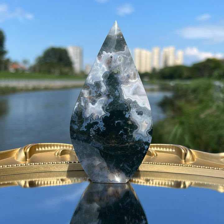 Unique,Moss Agate Teardrop