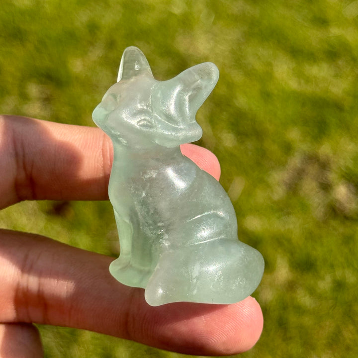 Natural Fluorite Fox Figurines
