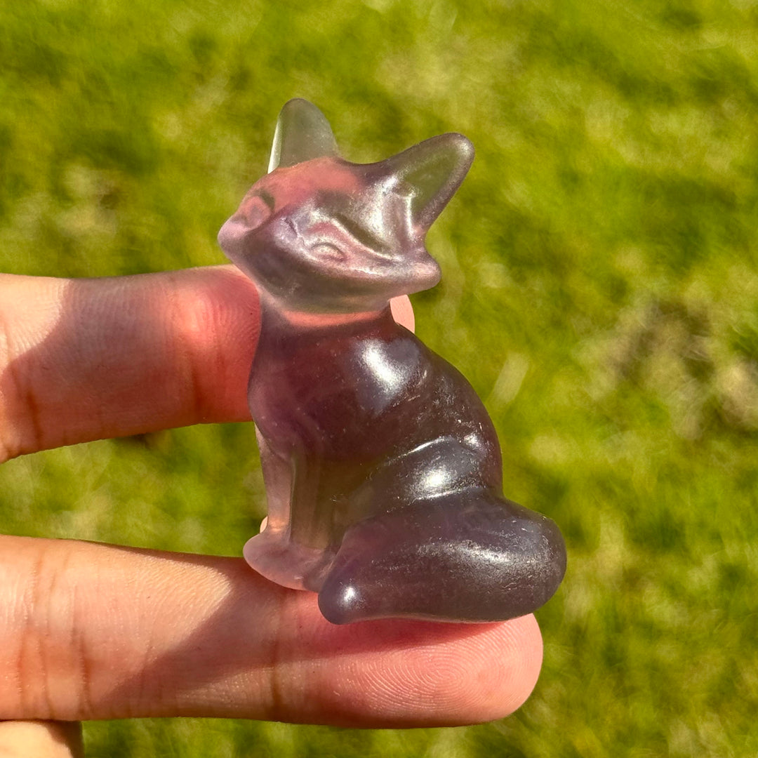Natural Fluorite Fox Figurines