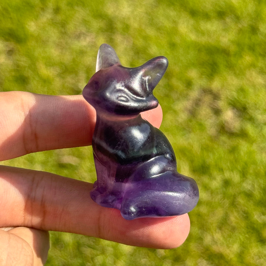 Natural Fluorite Fox Figurines