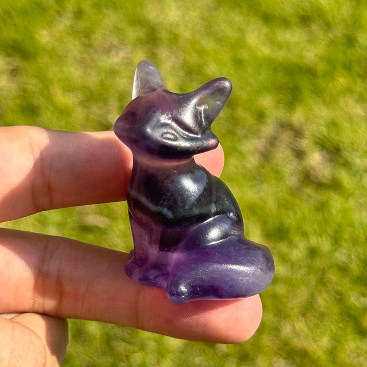 Natural Fluorite Fox Figurines