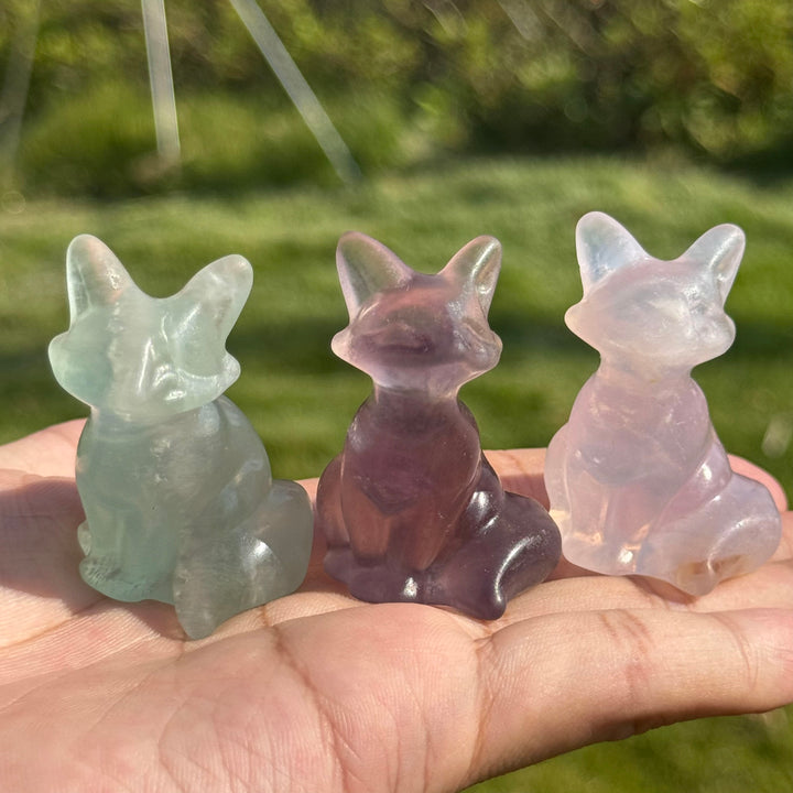 Natural Fluorite Fox Figurines