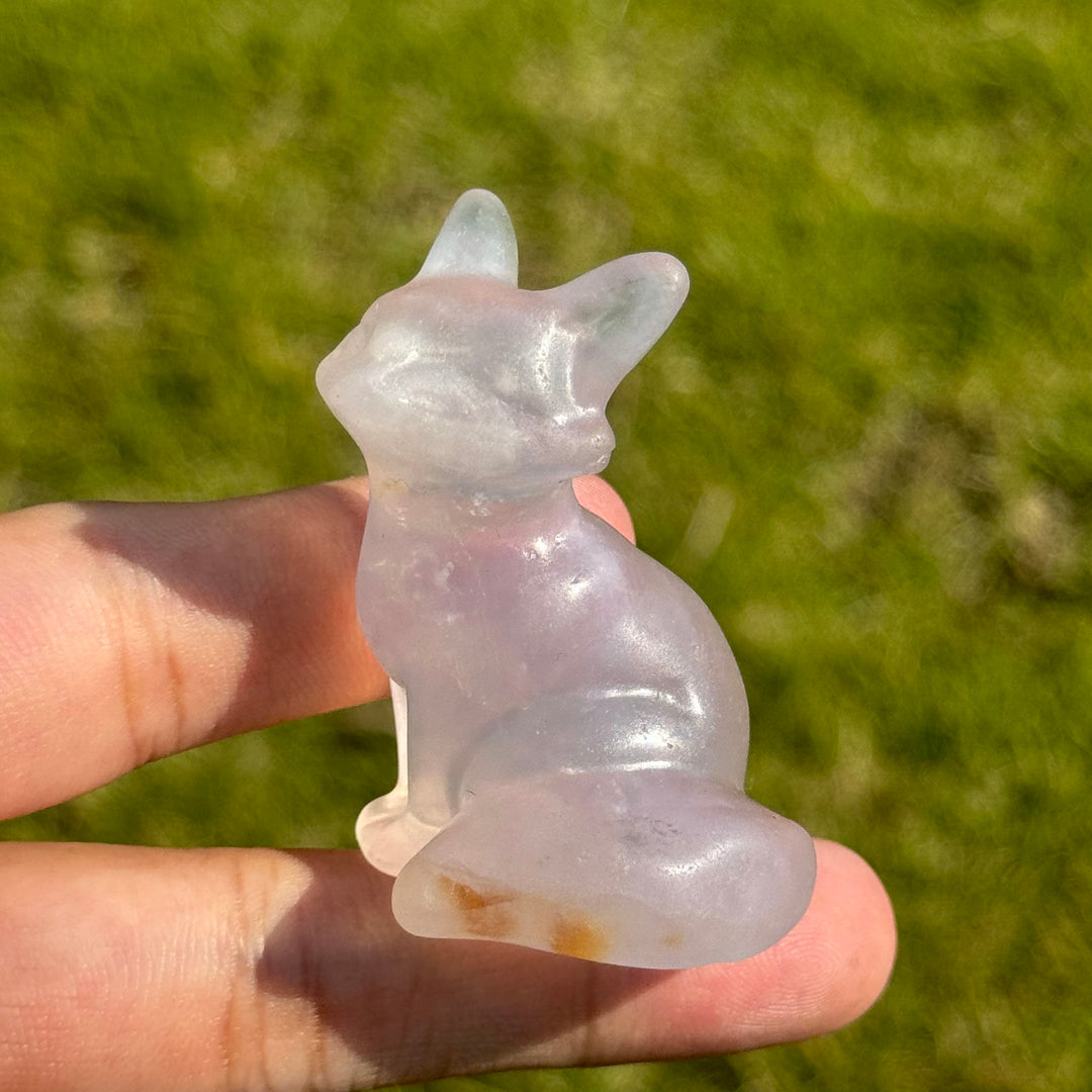 Natural Fluorite Fox Figurines