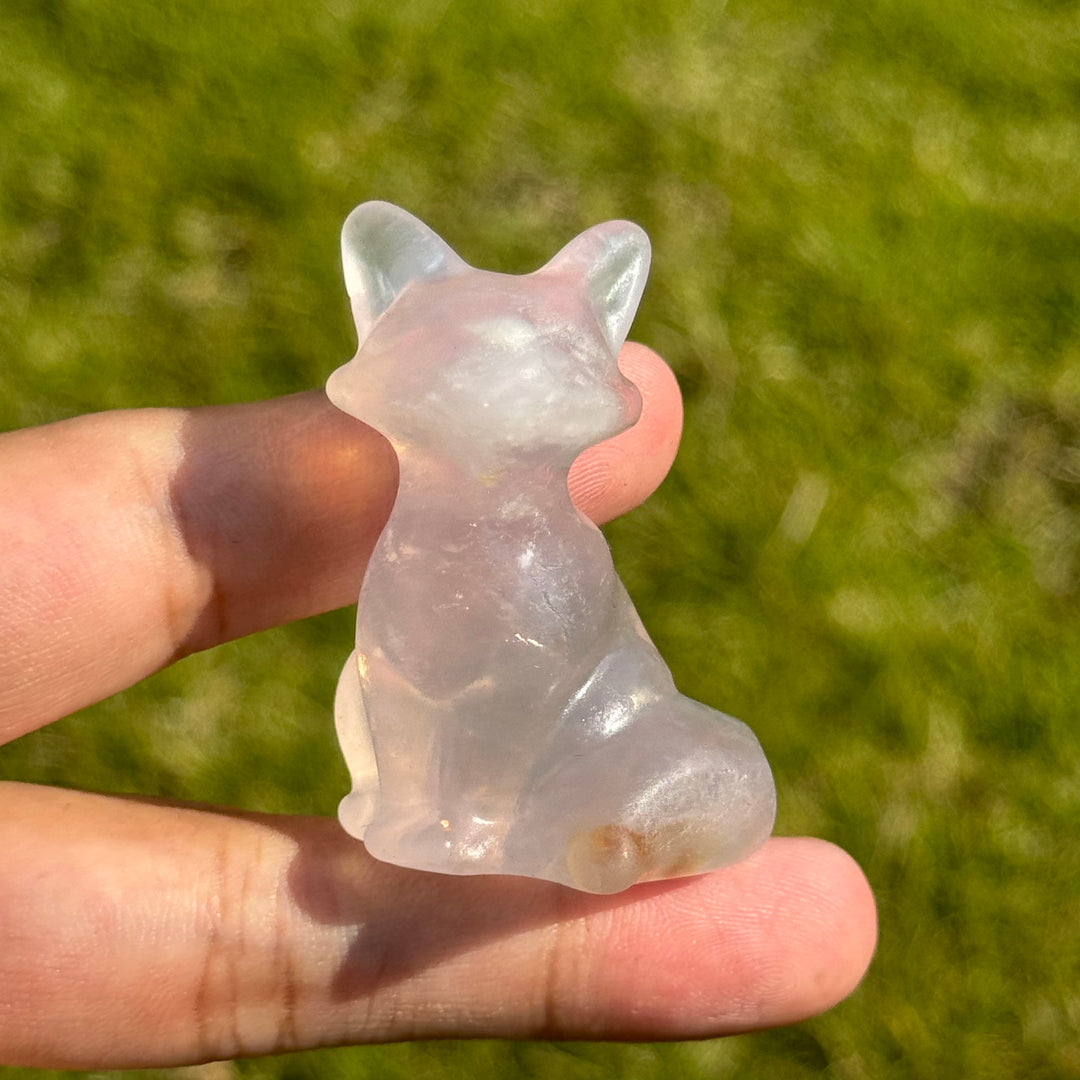 Natural Fluorite Fox Figurines
