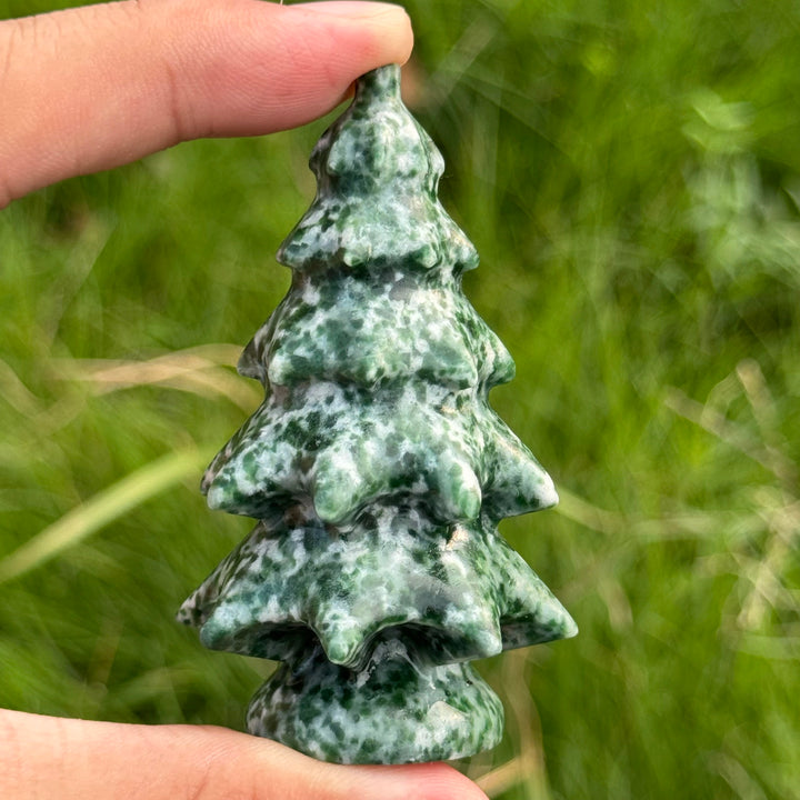 Natural Crystal Carving Wollastonite And Nephrite Christmas Tree