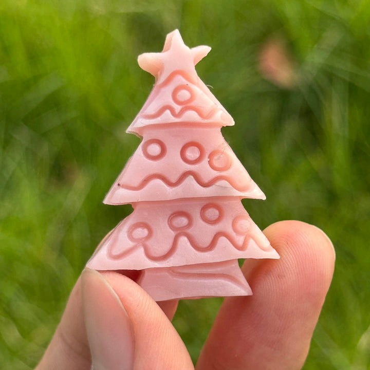 Natural Carving Pink Opal Christmas Tree