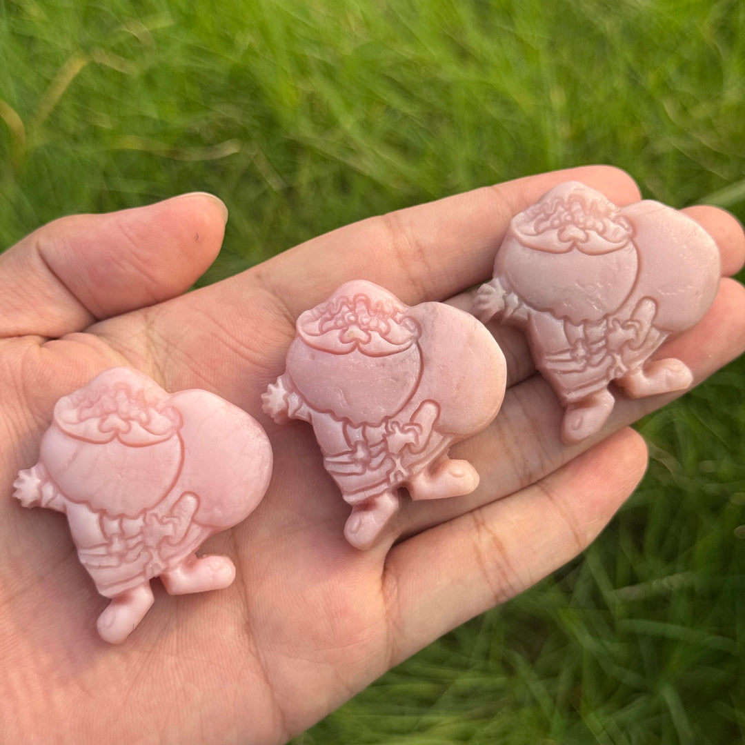 Natural Carving Pink Opal Santa Claus
