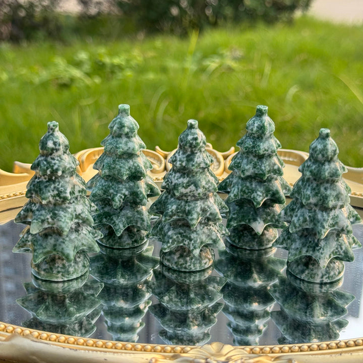 Natural Crystal Carving Wollastonite And Nephrite Christmas Tree