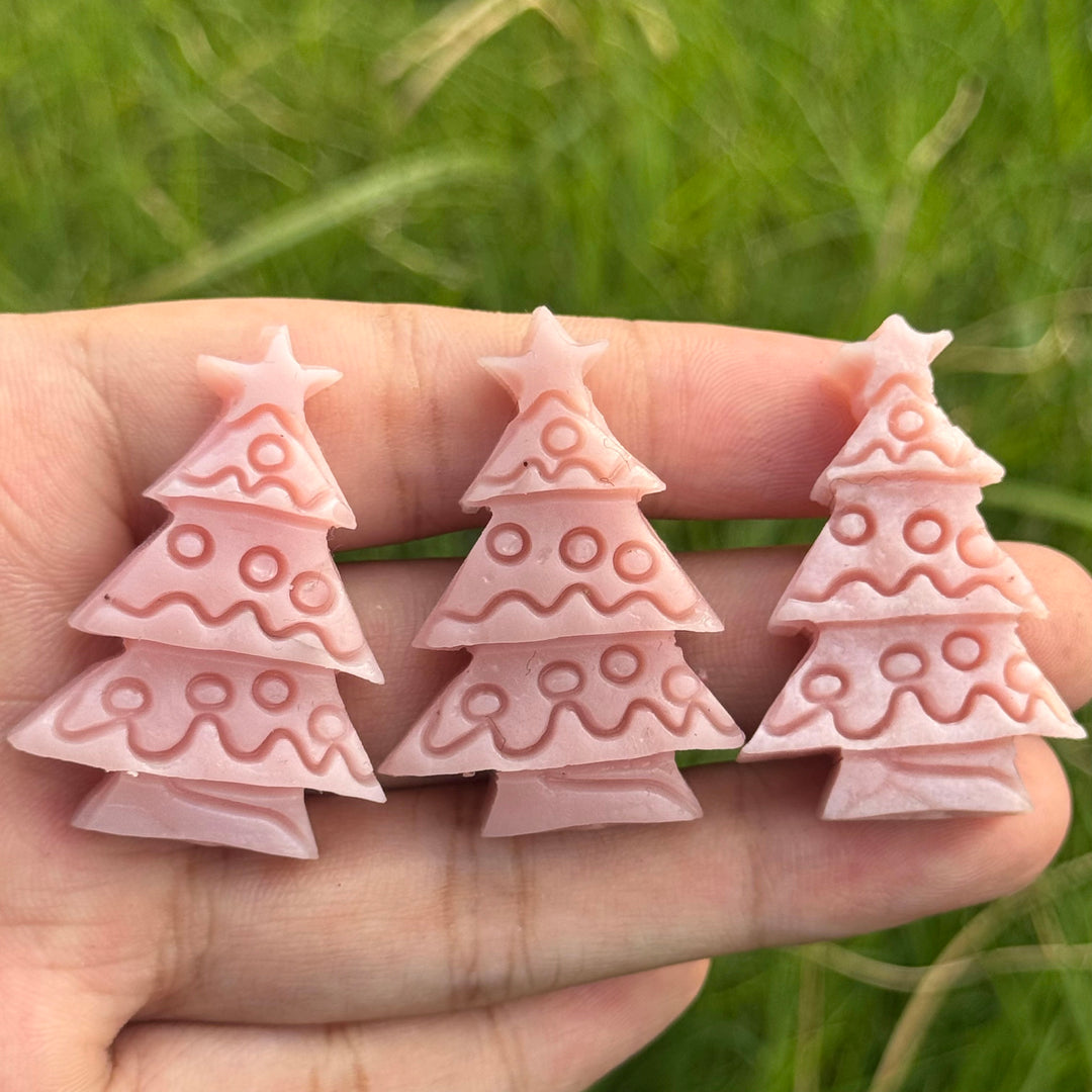 Natural Carving Pink Opal Christmas Tree