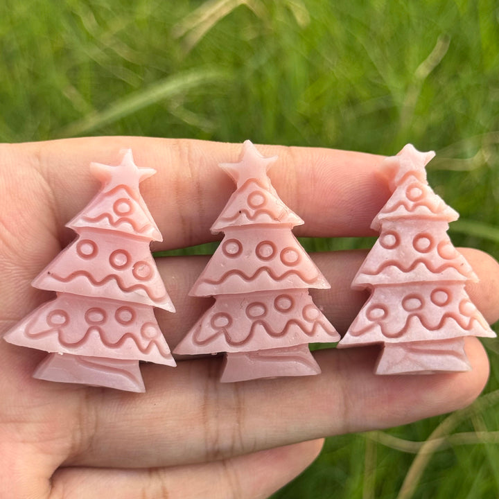 Natural Carving Pink Opal Christmas Tree
