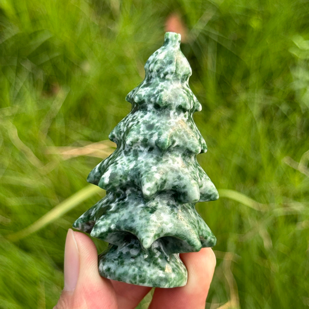 Natural Crystal Carving Wollastonite And Nephrite Christmas Tree