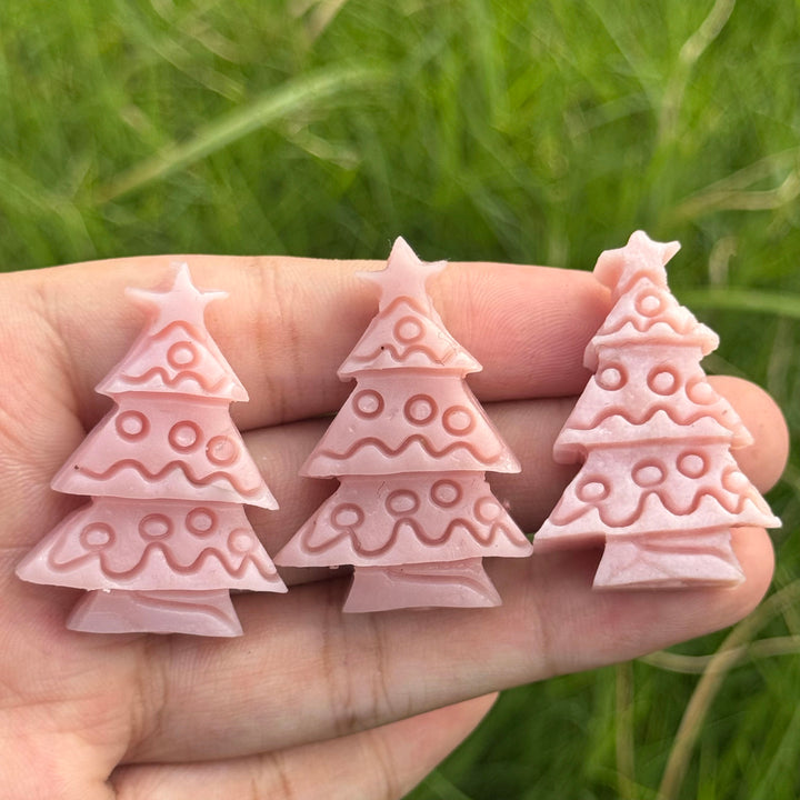 Natural Carving Pink Opal Christmas Tree