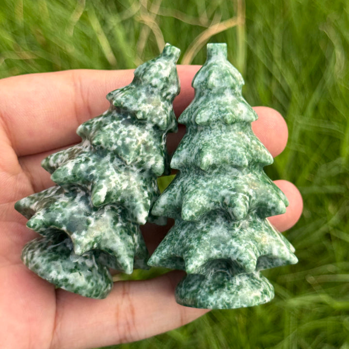 Natural Crystal Carving Wollastonite And Nephrite Christmas Tree