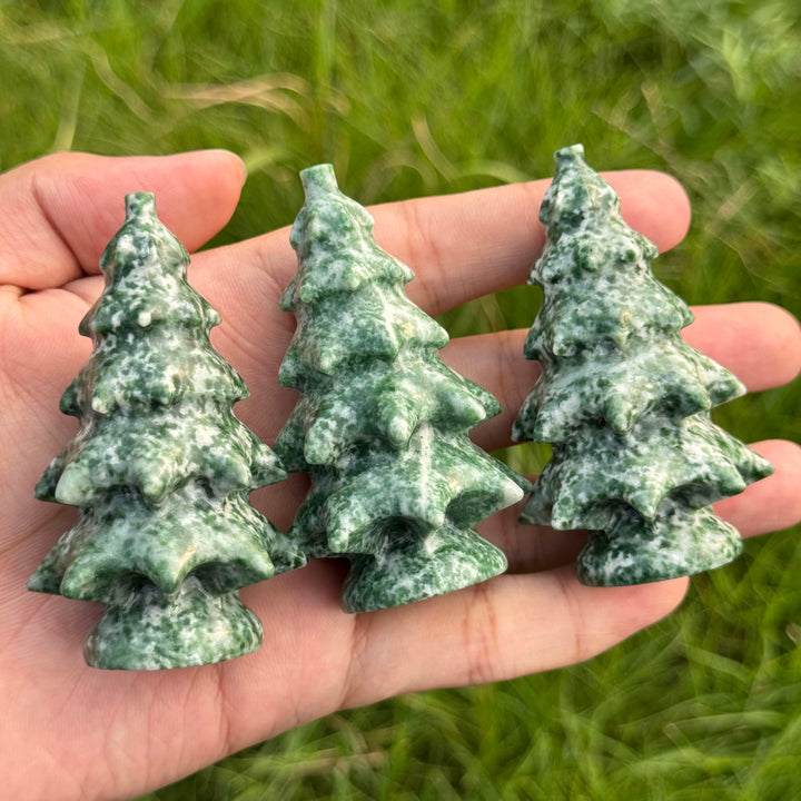 Natural Crystal Carving Wollastonite And Nephrite Christmas Tree