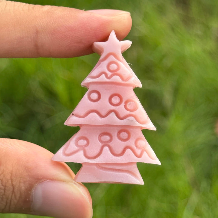 Natural Carving Pink Opal Christmas Tree