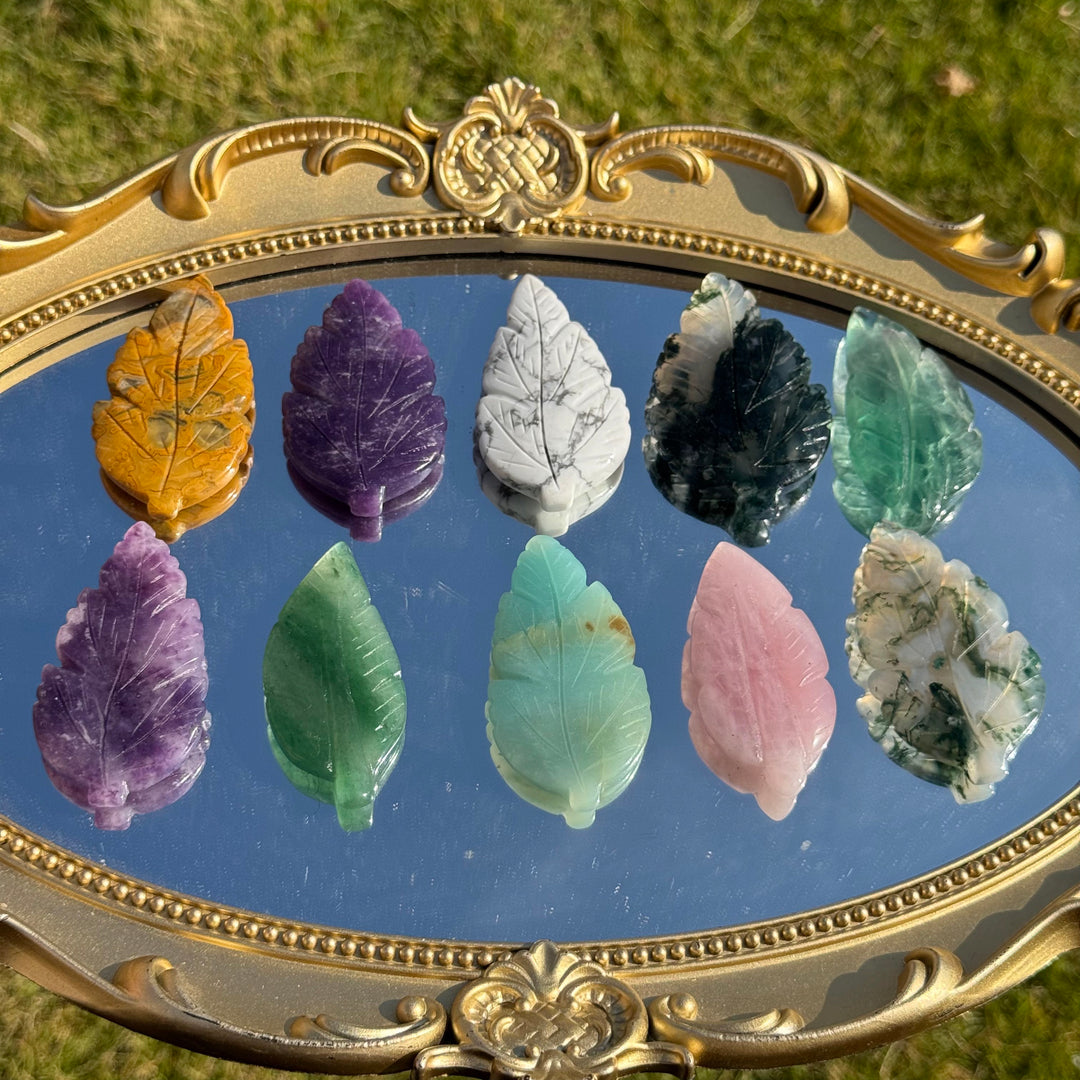 Natural Crystal Carving Leaf